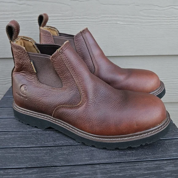 Carhartt 4 Waterproof Romeo Work Ankle Boots Brown Leather CMS4100 Mens 10.5
